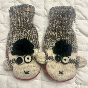 deLux PUNK ROCK SOCK Monkey MITTENS knit wool